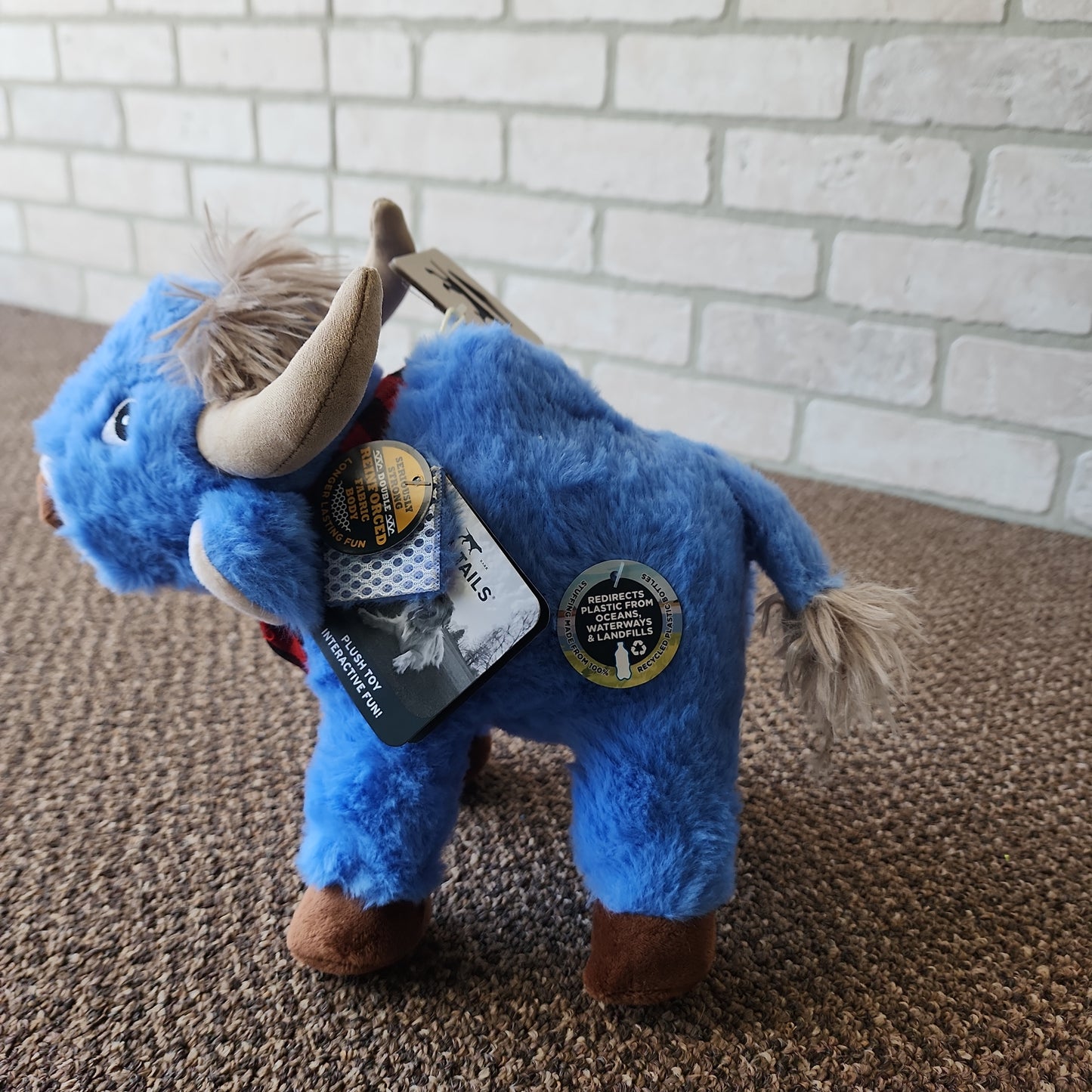 Crunch Plush Blue Ox Dog Toy - 10"
