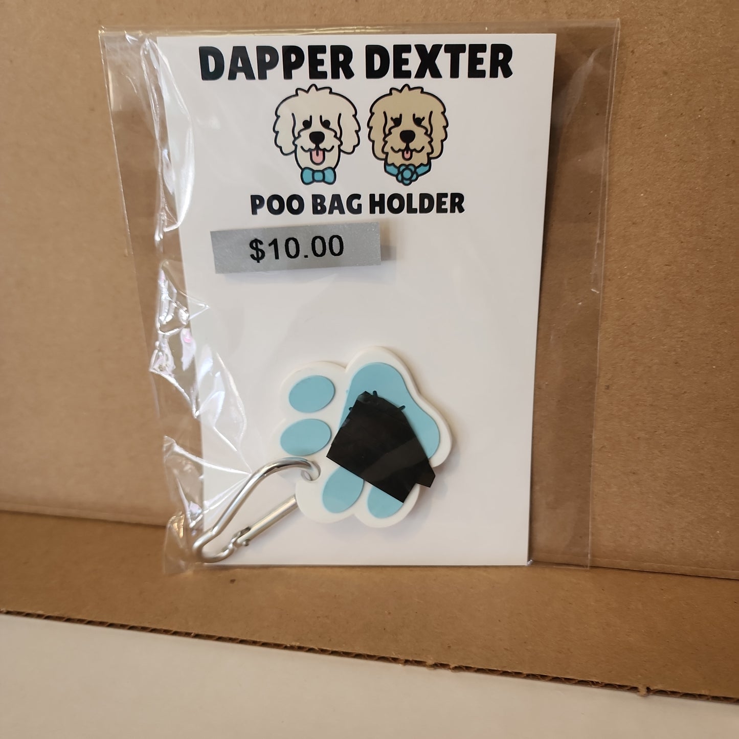 Dapper Dexter Blue Paw Poop Bag Holder