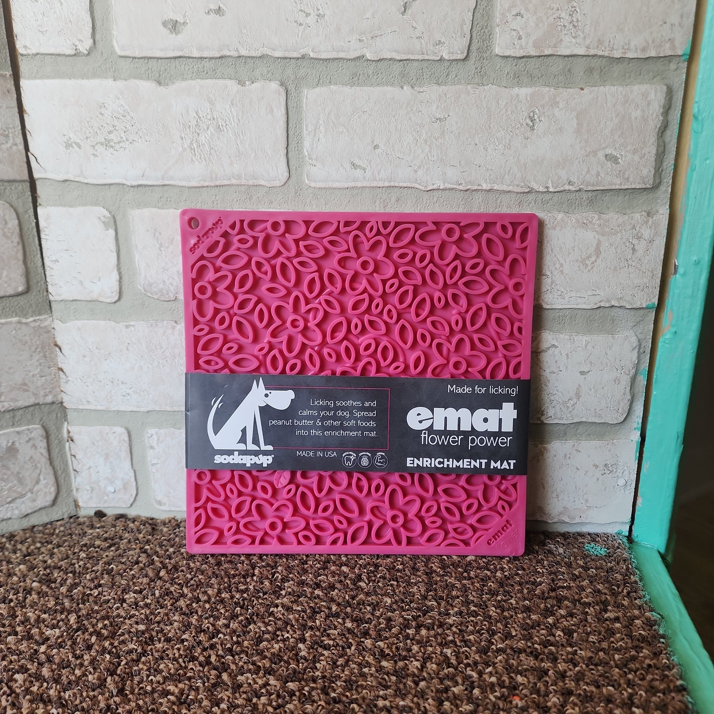 Flower Power Design eMat Enrichment Lick Mat - Pink - Flower Power E-Mat - large pink