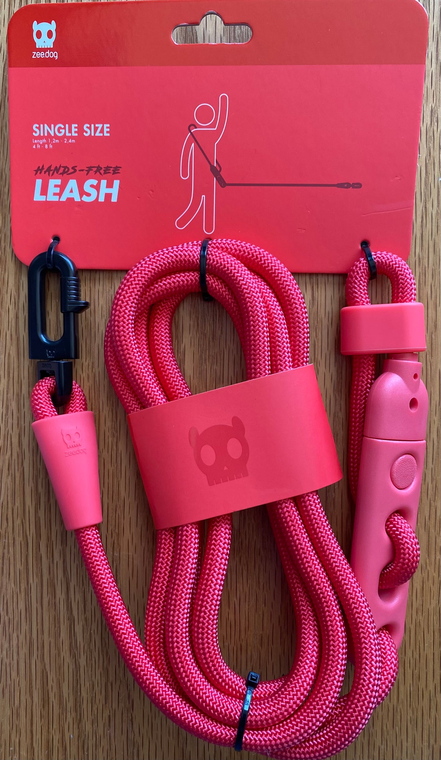 Zee Dog Hands-free Leash Neon Coral