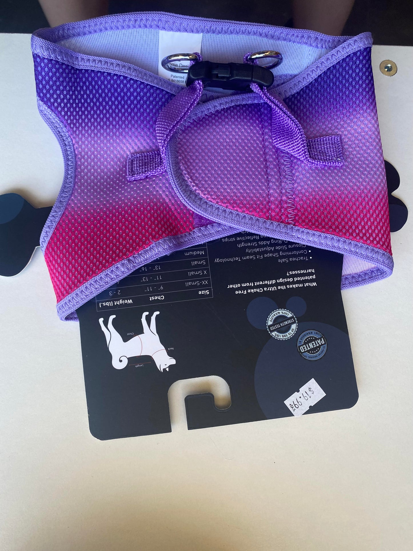 Doggie Design Choke Free Harness: Purple to Pink