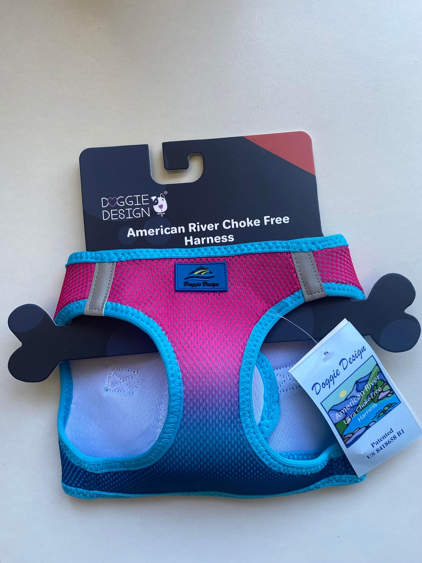 Doggie Design Choke Free Harness: Pink - Blue