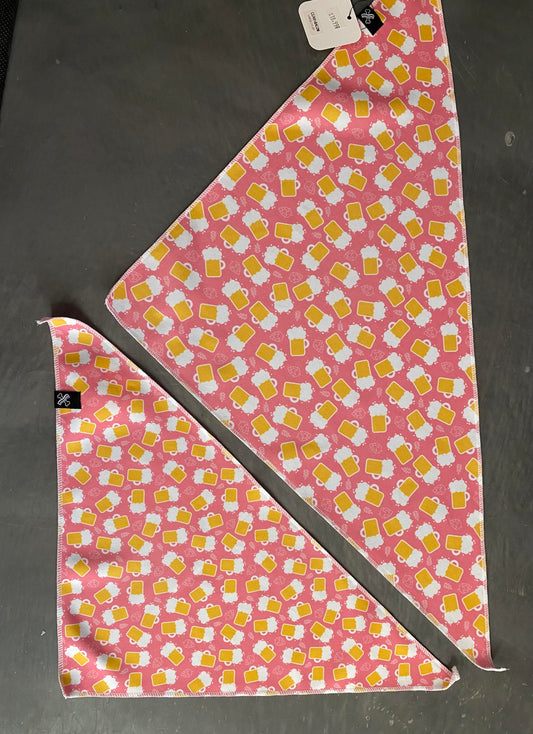 Pink Beer Tie On Bandana