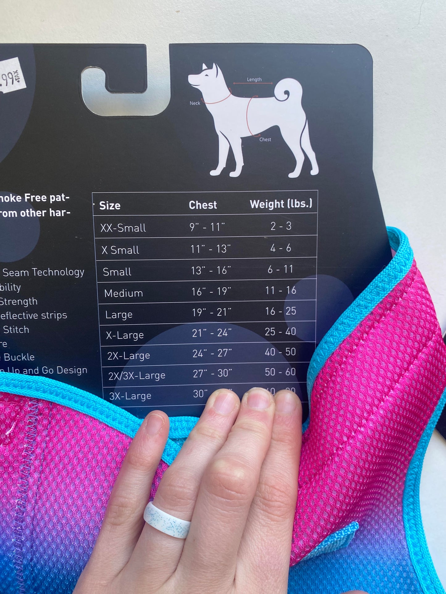 Doggie Design Choke Free Harness: Pink - Blue